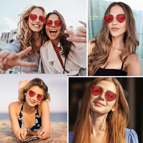 Heart Sunglasses Womens Trendy Sunglasses for Women Halloween Party Favors Fashion Cute Cool Metal Frame in Saudi Arabia