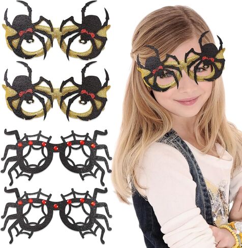 4 Pcs Halloween Glasses Glitter Spider Rhinestone Women Men Funny Party Supplies Decorations Accessories in Saudi Arabia