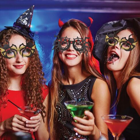 4 Pcs Halloween Glasses Glitter Spider Rhinestone Women Men Funny Party Supplies Decorations Accessories in Saudi Arabia
