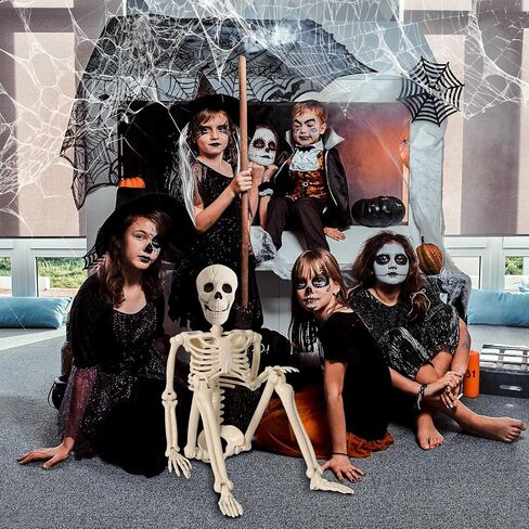 2 Pack 36" Halloween Skeleton Decorations, 3FT Realistic Full Body Movable Posable Joints Skeleton, Creepy Halloween Plastic Human Bones for Party Decor Lawn Haunted House Graveyard Props Outdoor in Saudi Arabia