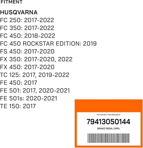 Racing Aluminum CNC Rear Brake Foot Pedal Lever Flex Tip-Compatible with KTM Husqvarna 125 to 450 EXC/SX/XC/SXF/EXC-F/XCW/XCF/FC/TX/FX/TE/FE 2017-2023 - 79413050144 (Orange) in Kuwait