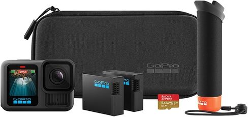 كاميرا GoPro HERO10 باللون الأسود، مقاومة للماء، فيديو 5.3K60/4K، حزمة بث مباشر 1080 بكسل مع مجموعة ملحقات Froggi Extreme Sport 40-PC، بطاقة microSD سعة 64 جيجابايت in Kuwait