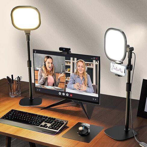 Desk Zoom Meeting Light for Video Conference, Computer Lights with Clamp for Video Call, Eye-Caring Side-Emitting Tech with Adj. Brightness, Color Temp, Memory & Timing Func in Saudi Arabia