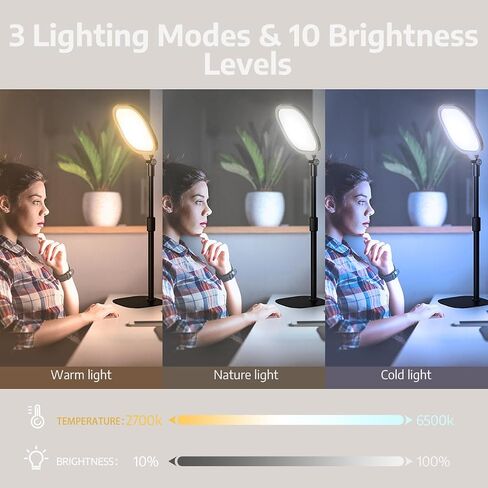 Desk Zoom Meeting Light for Video Conference, Computer Lights with Clamp for Video Call, Eye-Caring Side-Emitting Tech with Adj. Brightness, Color Temp, Memory & Timing Func in Saudi Arabia