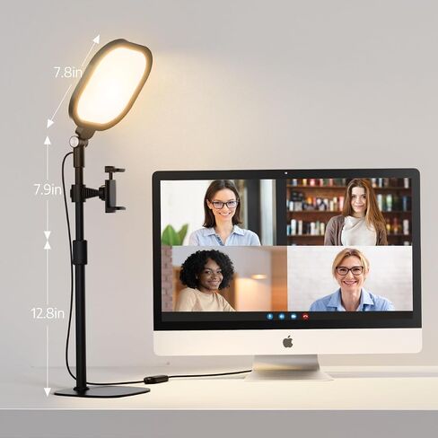 Desk Zoom Meeting Light for Video Conference, Computer Lights with Clamp for Video Call, Eye-Caring Side-Emitting Tech with Adj. Brightness, Color Temp, Memory & Timing Func in Saudi Arabia