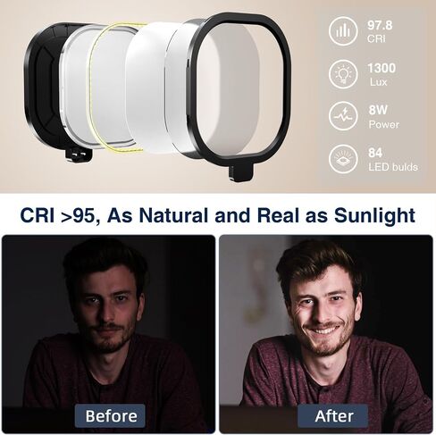 Desk Zoom Meeting Light for Video Conference, Computer Lights with Clamp for Video Call, Eye-Caring Side-Emitting Tech with Adj. Brightness, Color Temp, Memory & Timing Func in Saudi Arabia