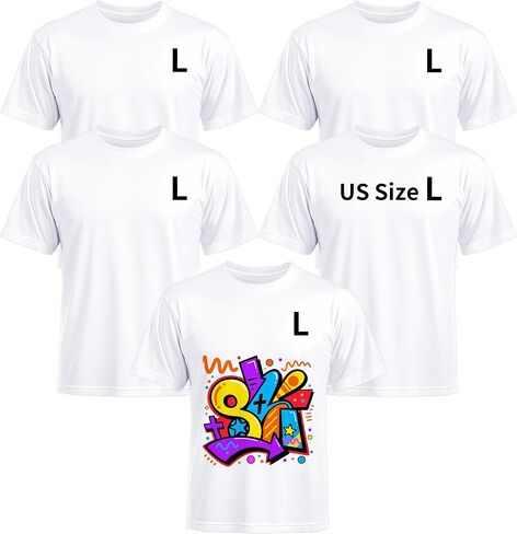 Joyclub 5 Pack Sublimation Blanks Bulk Wholkale White Polyester T Shirts لنقل الحرارة للجنسين. in Kuwait