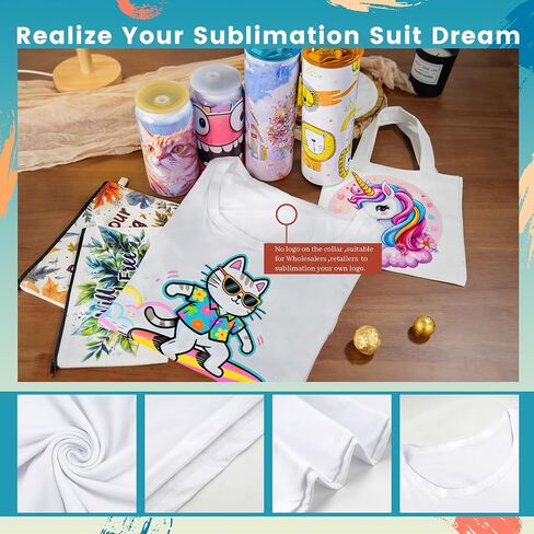 Joyclub 5 Pack Sublimation Blanks Bulk Wholkale White Polyester T Shirts لنقل الحرارة للجنسين. in Kuwait