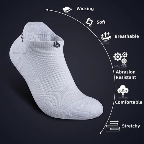 3 Pairs-Ankle Athletic Socks, Sports Cushioned Low Cut Moisture Wicking Socks for Women & Men in Saudi Arabia