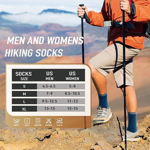 Niorasen Merino Wool Hiking Crew Socks for Men & Women, Thick Cushioned Anti-Blister, Moisture-Wicking, Seamless, 3/5 Pairs in Saudi Arabia