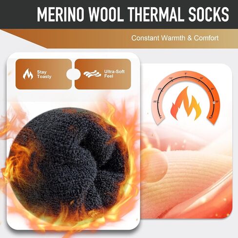 Niorasen Merino Wool Hiking Crew Socks for Men & Women, Thick Cushioned Anti-Blister, Moisture-Wicking, Seamless, 3/5 Pairs in Kuwait
