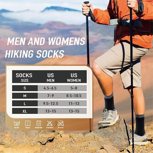 Niorasen Merino Wool Hiking Crew Socks for Men & Women, Thick Cushioned Anti-Blister, Moisture-Wicking, Seamless, 3/5 Pairs in Kuwait