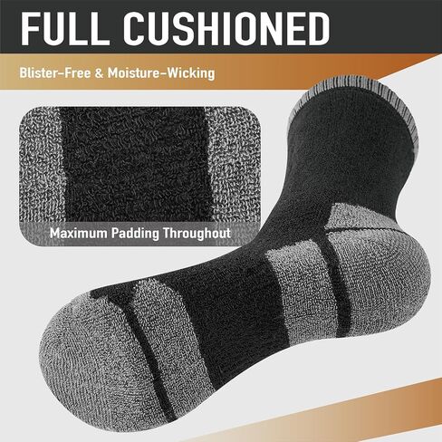 Niorasen Merino Wool Hiking Crew Socks for Men & Women, Thick Cushioned Anti-Blister, Moisture-Wicking, Seamless, 3/5 Pairs in Kuwait