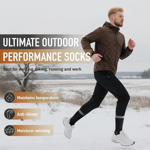 Niorasen Merino Wool Hiking Crew Socks for Men & Women, Thick Cushioned Anti-Blister, Moisture-Wicking, Seamless, 3/5 Pairs in Kuwait