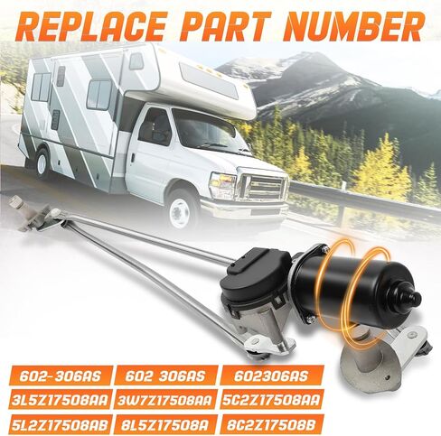 602-306AS Front Windshield Wiper Motor and Linkage Assembly Compatible with Ford E-150 E-250 E-350 E-450# 3L5Z17508AA, 3W7Z17508AA, 5C2Z17508AA in Saudi Arabia
