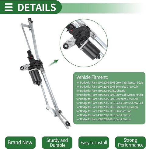 Motoforti Front Wiper Motor Motor Assembly for Dodge for RAM 1500 2005-2008 استبدال ربط ممسحة الزجاج الأمامي رقم 55077098AL/55077098AJ in Saudi Arabia