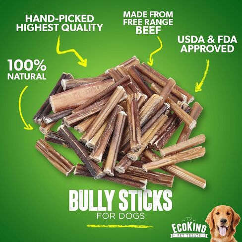 EcoKind Pet Treats All-Natural Premium 4 Inch Bully Sticks for Dogs | 16 Oz. Bag | Delicious Protein Rich Dog Chews in Kuwait