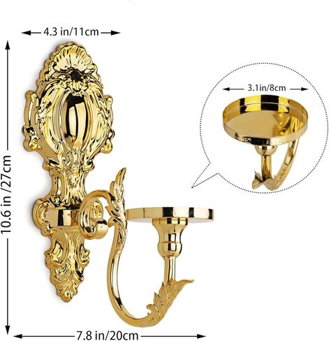 Gold Candle Sconces for Tapered Candlestick,Pack of 2, Gold Candle Wall Sconce Holder Iron Candelabra in Kuwait