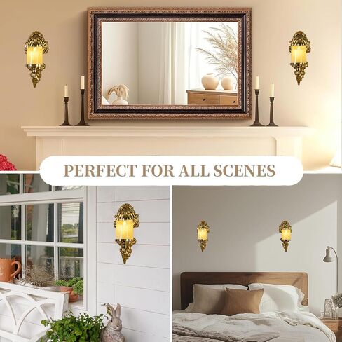 Gold Candle Sconces for Tapered Candlestick,Pack of 2, Gold Candle Wall Sconce Holder Iron Candelabra in Kuwait