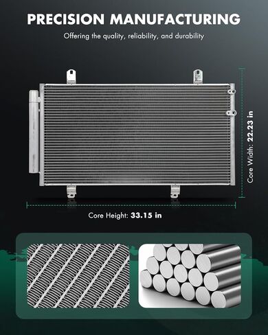 SCITOO A/C Condenser Compatible with 2005 2006 2007 2008 2009 2010 2011 2012 2013 2014 2015 2016 for Toyota Avalon Camry Venza for Lexus ES350 AC3396 TO3030203 in Saudi Arabia