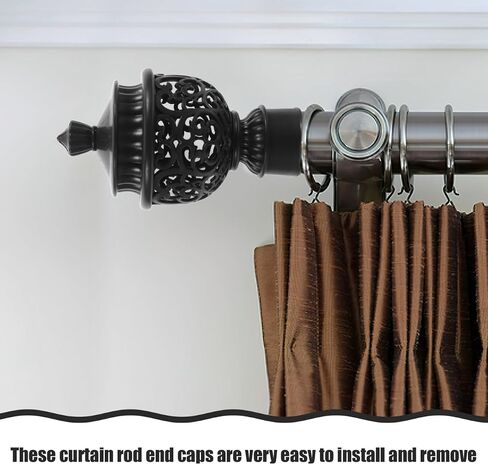 AmoSfun 12 PCS Curtain Rod Caps Hollow Window Curtain Rod Decorative Finials سهلة في التثبيت يناسب القطر 28 ملم in Saudi Arabia