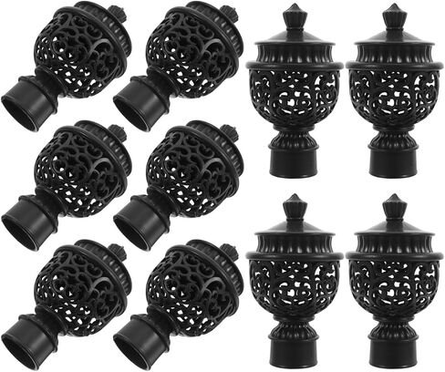 AmoSfun 12 PCS Curtain Rod Caps Hollow Window Curtain Rod Decorative Finials سهلة في التثبيت يناسب القطر 28 ملم in Saudi Arabia