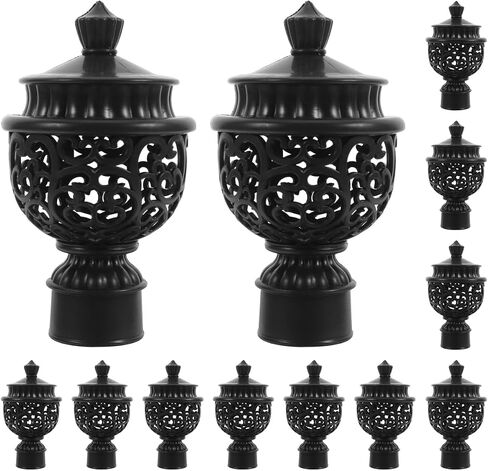 AmoSfun 12 PCS Curtain Rod Caps Hollow Window Curtain Rod Decorative Finials سهلة في التثبيت يناسب القطر 28 ملم in Saudi Arabia