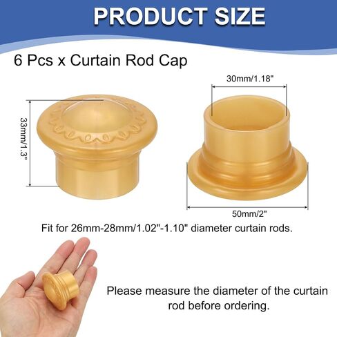 uxcell Curtain Rod Ends, 6Pcs Plastic Drapery Rail Pole Head Cap Modern Window Curtain Rail Finial Fits Dia. 26-28mm Rods Pole End Plug Cap for Home Office Decorative Curtain, White in Saudi Arabia