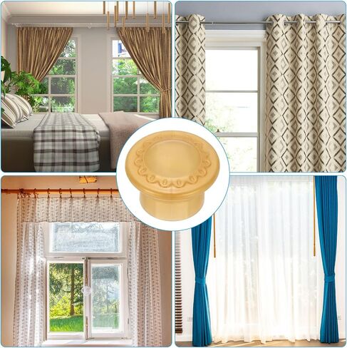 uxcell Curtain Rod Ends, 6Pcs Plastic Drapery Rail Pole Head Cap Modern Window Curtain Rail Finial Fits Dia. 26-28mm Rods Pole End Plug Cap for Home Office Decorative Curtain, White in Saudi Arabia