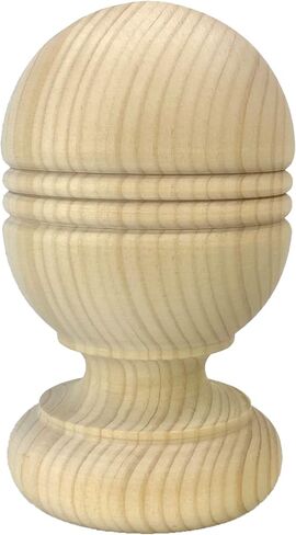 Twisp Beaded Finial - 5 1/4" Tall x 3 1/16" Wide - Unfinished Round Wooden Finial for Indoor Use - Perfect for Staircases or Bed Posts - (Pine) (1 Finial) in Saudi Arabia