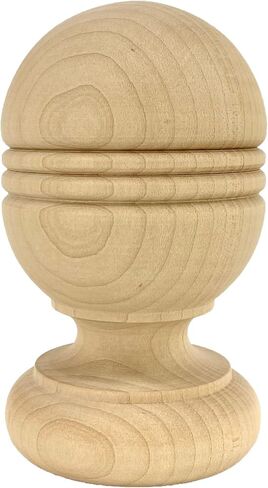 Twisp Beaded Finial - 5 1/4" Tall x 3 1/16" Wide - Unfinished Round Wooden Finial for Indoor Use - Perfect for Staircases or Bed Posts - (Pine) (1 Finial) in Saudi Arabia