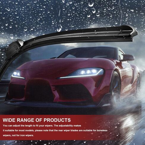 4PCS Wiper Blade Refill, Wiper Blade Replacement Rubber, 26" Windshield Wiper Blade Inserts, Universal Adjustable Size Windshield Wiper Refill Car Accessories Fit for Most Vehicles in Saudi Arabia
