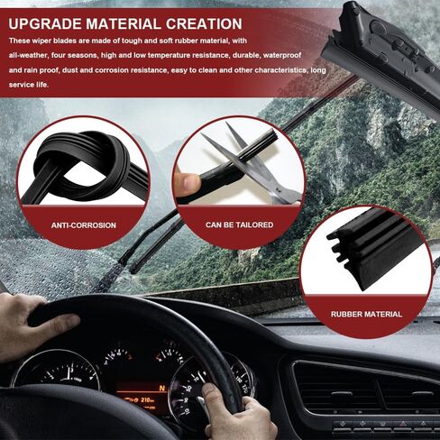4PCS Wiper Blade Refill, Wiper Blade Replacement Rubber, 26" Windshield Wiper Blade Inserts, Universal Adjustable Size Windshield Wiper Refill Car Accessories Fit for Most Vehicles in Saudi Arabia