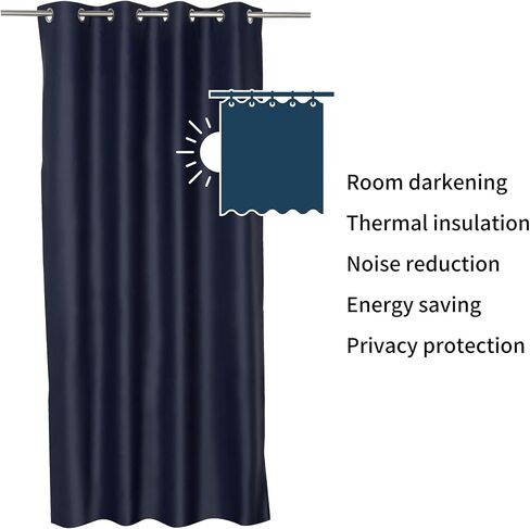 100% Blackout Curtains for Boys Bedroom Thermal Insulated Light Blocking Drapes, W52 x L95, 2 Panels Navy Blue for Bedroom, Dorm & Living Room in Saudi Arabia