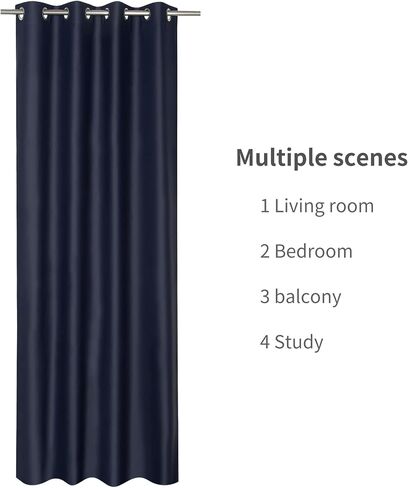 100% Blackout Curtains for Boys Bedroom Thermal Insulated Light Blocking Drapes, W52 x L95, 2 Panels Navy Blue for Bedroom, Dorm & Living Room in Saudi Arabia