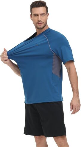 Men's UPF 50+ Rash Guard - Short Sleeve Quick Dry Sport T-Shirt for Surfing & Swimming & Workout in Saudi Arabia