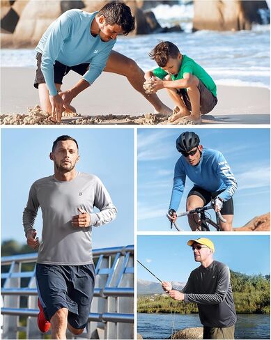 Men‘s UPF 50+ Swim Rash Guard, Outdoor UV Sun Protection T Shirts, Long Sleeve SPF Tee Tops for Hiking Running Fishing in Saudi Arabia