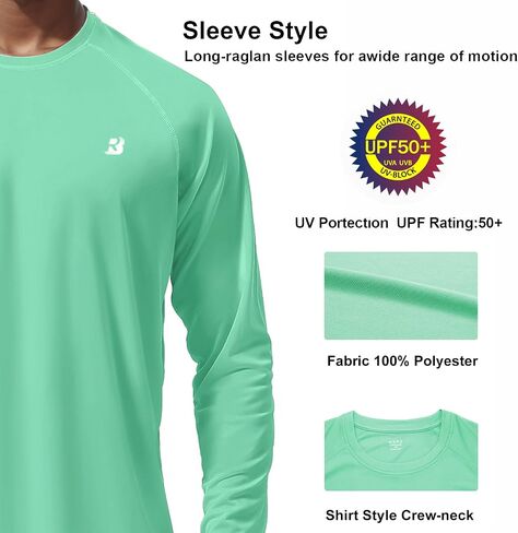 Men‘s UPF 50+ Swim Rash Guard, Outdoor UV Sun Protection T Shirts, Long Sleeve SPF Tee Tops for Hiking Running Fishing in Saudi Arabia