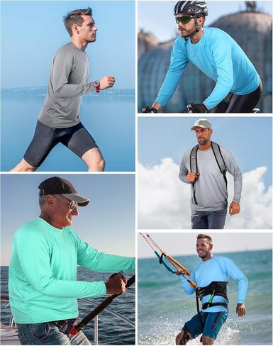 Men’s Sun Protection Shirts, UPF 50+ Long Sleeve Rash Guard,Outdoor Swim Shirt Quick Dry Lightweight for Hiking Running in Saudi Arabia