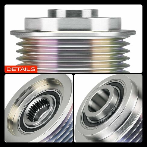 A-Premium Alternator Freewheel Clutch Pulley Compatible with SSANGYONG ACTYON 2005-2018, KORANDO 2010-2018, REXTON 2012-2018, 2.0L, 6 Grooves Clockwise in Saudi Arabia