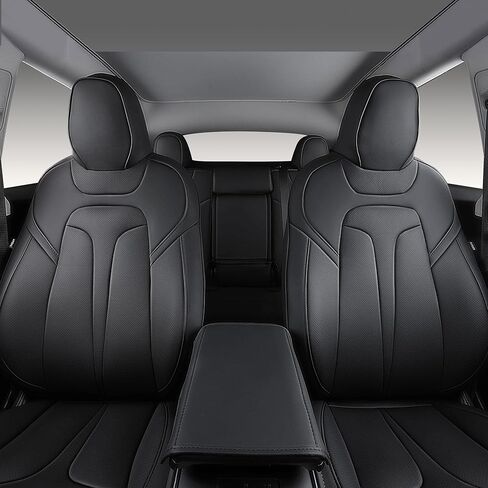 أغطية مقعد مخصصة من طراز Y لعام 2025 2026 Tesla Model Y Juniper تغطية كاملة مقعد مقعد مريح من الجلد مريح مجموعة كاملة (أبيض) in Kuwait