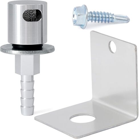 19-174 Fuel Tank Vent Roll Over Valve with Bracket Kit Compatible with Holley Sniper EFI Upgrade Remote Mount Rollover 5/16 Hose Barb with O-Ring, Silver Aluminum Stainless Steel in Saudi Arabia