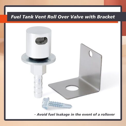 19-174 Fuel Tank Vent Roll Over Valve with Bracket Kit Compatible with Holley Sniper EFI Upgrade Remote Mount Rollover 5/16 Hose Barb with O-Ring, Silver Aluminum Stainless Steel in Saudi Arabia