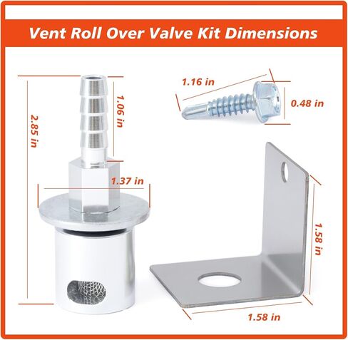 19-174 Fuel Tank Vent Roll Over Valve with Bracket Kit Compatible with Holley Sniper EFI Upgrade Remote Mount Rollover 5/16 Hose Barb with O-Ring, Silver Aluminum Stainless Steel in Saudi Arabia