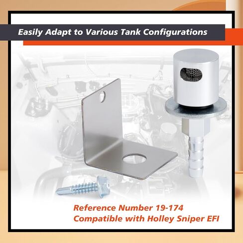 19-174 Fuel Tank Vent Roll Over Valve with Bracket Kit Compatible with Holley Sniper EFI Upgrade Remote Mount Rollover 5/16 Hose Barb with O-Ring, Silver Aluminum Stainless Steel in Saudi Arabia