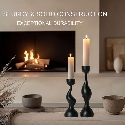 Smtyle Ivory Tapered Candlestick Holders Cast Aluminum Candle Stick Holders Set of 2 for Taper Candles,Home Decor, Dining Table or Mantel in Saudi Arabia