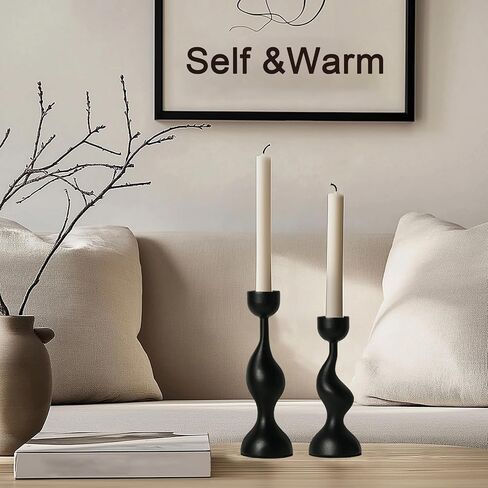 Smtyle Ivory Tapered Candlestick Holders Cast Aluminum Candle Stick Holders Set of 2 for Taper Candles,Home Decor, Dining Table or Mantel in Saudi Arabia