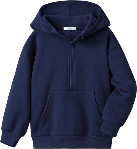 Arshiner Boy's Hooded Sweatshirts Long Sleeve Hoodies Kids Quarter Zip Pullover with Kangaroo Pocket 5-14Y in Saudi Arabia