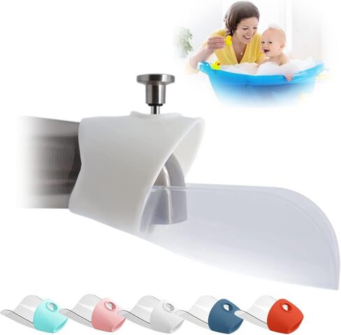 Bath Helper - Bath Tub Faucet Extender - Guides Water Directly from Faucet to Baby Bath Tub Without Excessive Water Waste and Splashing (Clear White) in Saudi Arabia