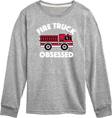 Instant Message - Fire Truck Obsessed - Toddler & Youth Long Sleeve Graphic T-Shirt in Saudi Arabia